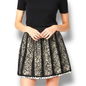 THEORY Women’s Whimsigoth Abstract Print Pleated Mesh Overlay Mini Skirt Size S